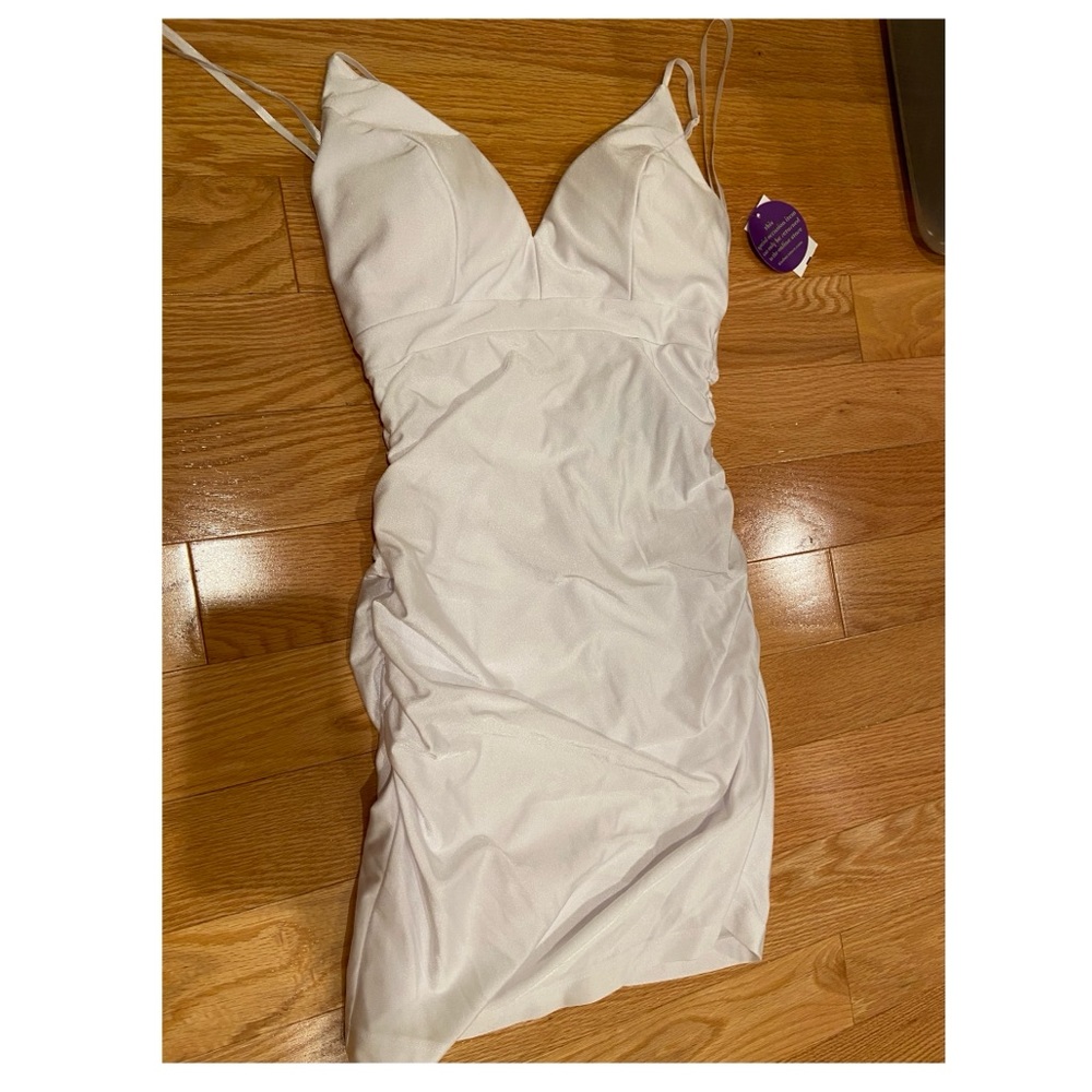 NWT Windsor Ruched White Spaghetti Strap Mini Dress